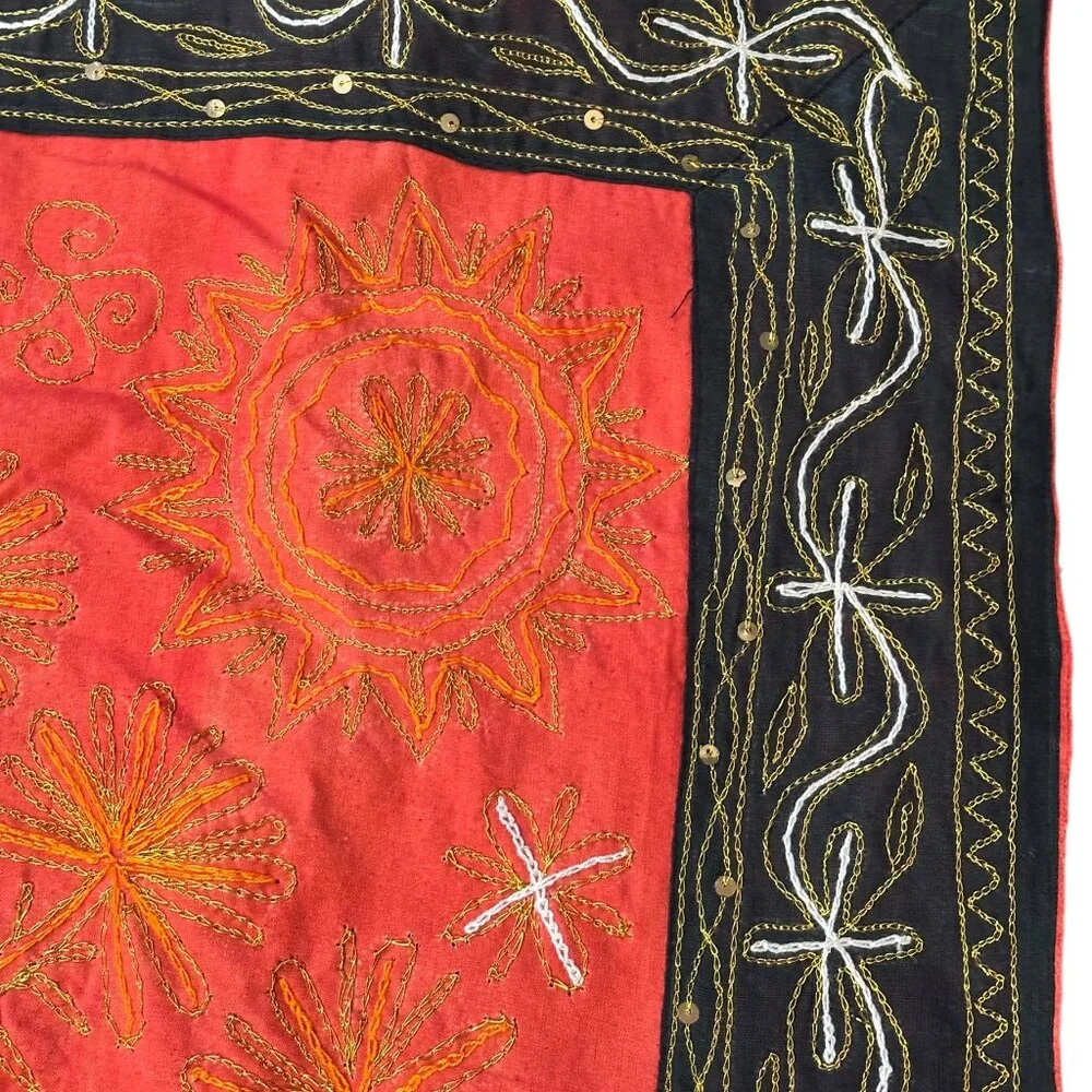 Vintage Hand-embroidered Indian Tapestry or Wall Decor